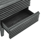 Comodino a 2 cassetti con laminato venato color carbone, stile metà secolo