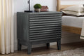 Comodino a 2 cassetti con laminato venato color carbone, stile metà secolo
