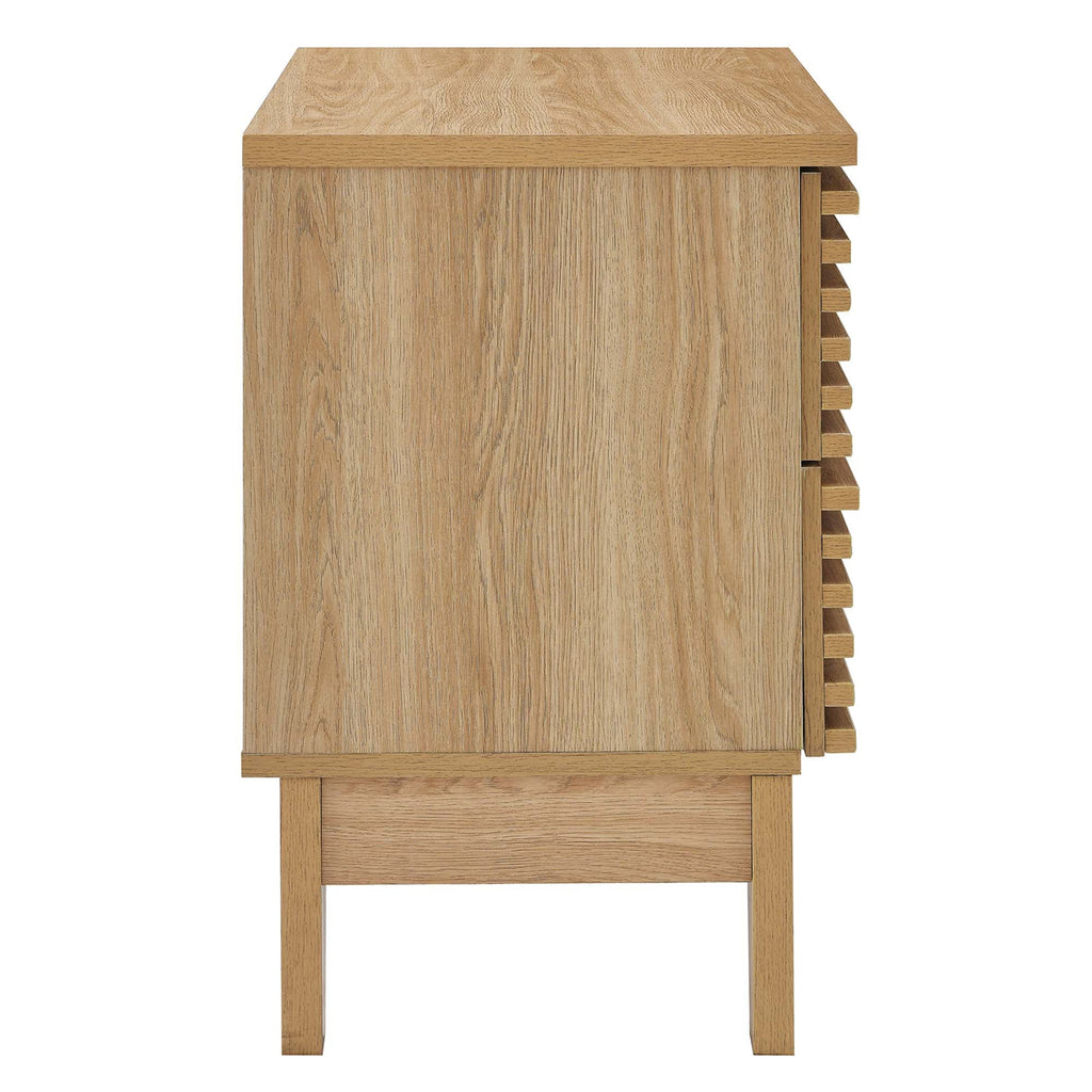 Comodino a 2 cassetti con laminato venato color carbone, stile metà secolo