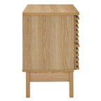 Comodino a 2 cassetti con laminato venato color carbone, stile metà secolo
