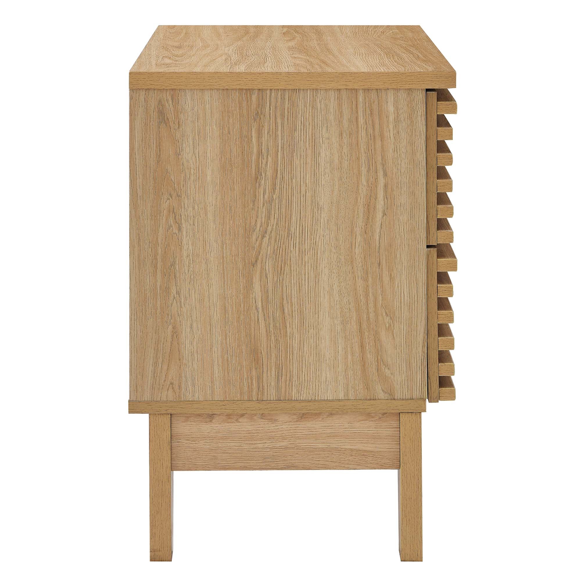 Comodino a 2 cassetti con laminato venato color carbone, stile metà secolo