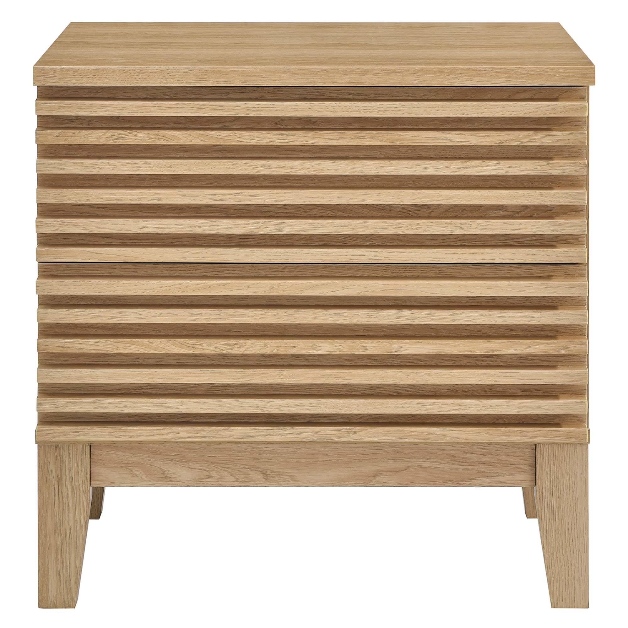 Comodino a 2 cassetti con laminato venato color carbone, stile metà secolo