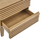 Comodino a 2 cassetti con laminato venato color carbone, stile metà secolo