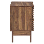 Comodino a 2 cassetti con laminato venato color carbone, stile metà secolo