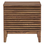 Comodino a 2 cassetti con laminato venato color carbone, stile metà secolo