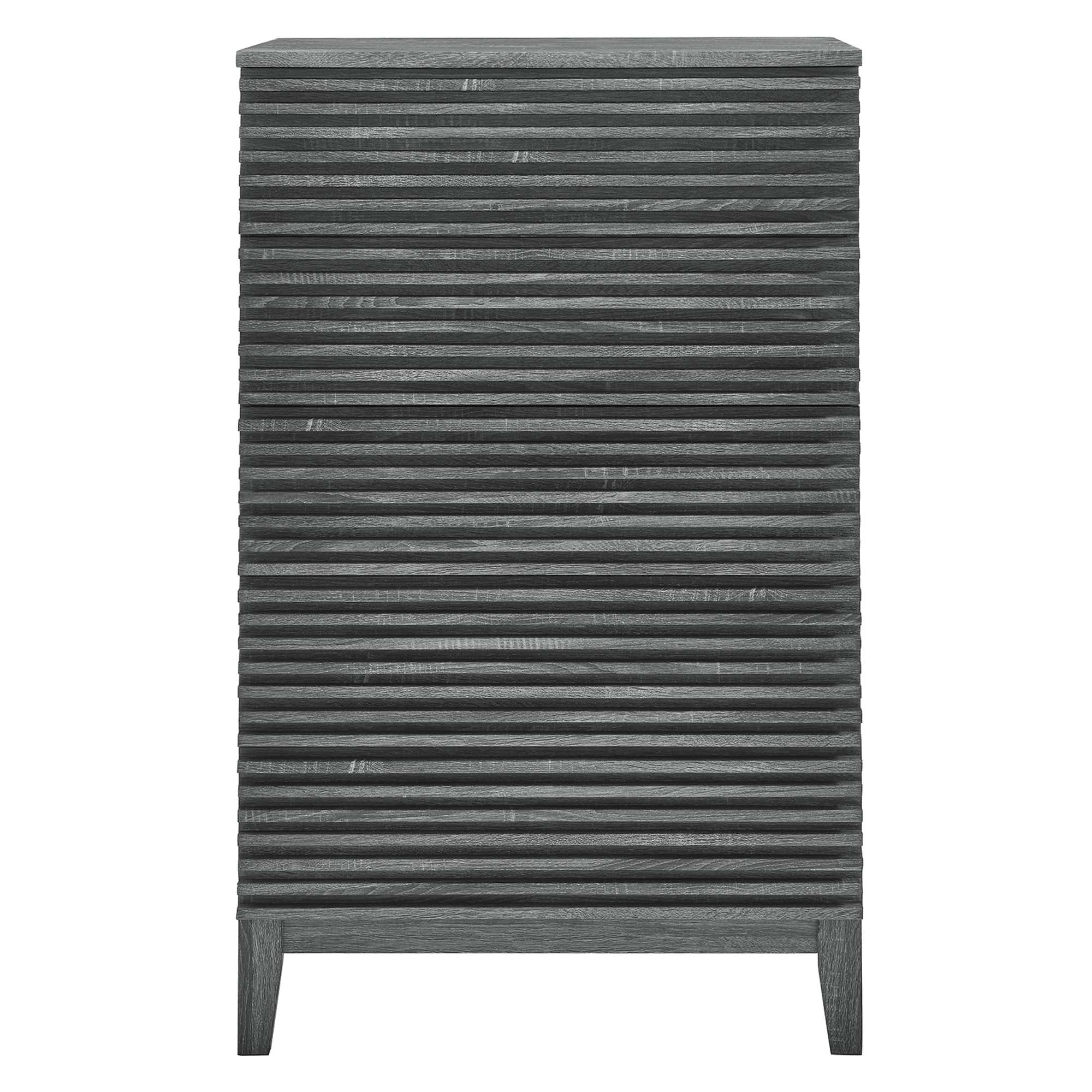 Cassettiera a 5 cassetti Mid-Century laminata con venature del legno color antracite