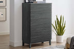Cassettiera a 5 cassetti Mid-Century laminata con venature del legno color antracite