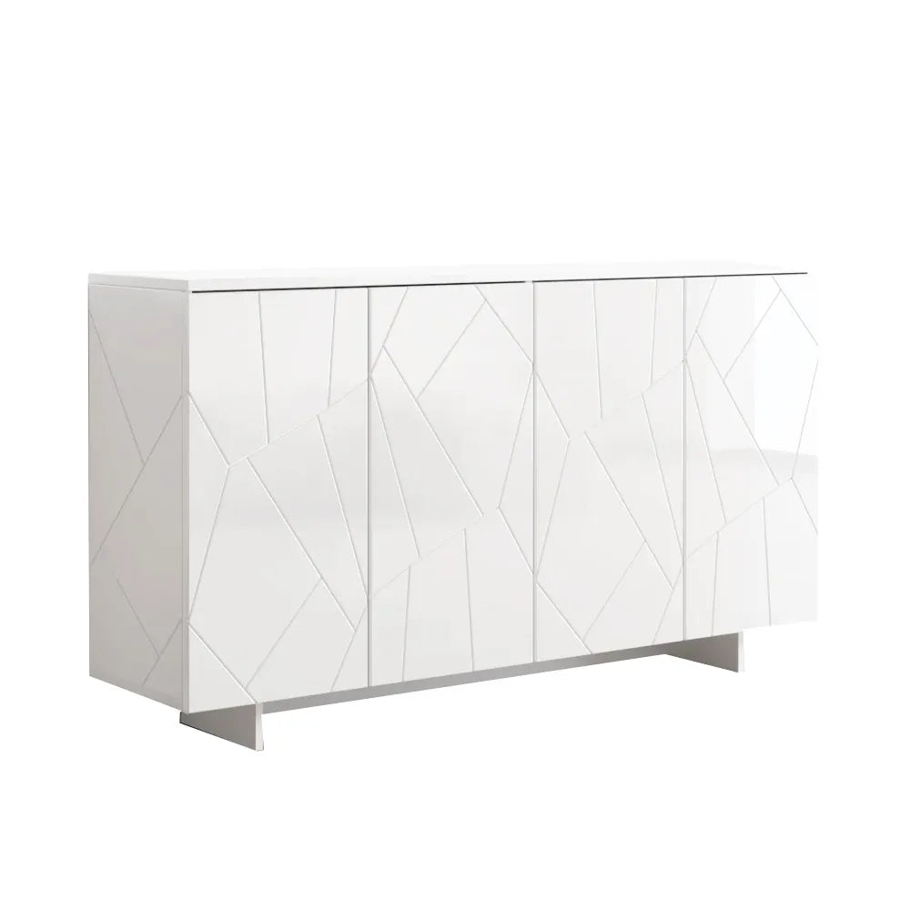 Credenza Mid-Century Moderna Bianca con Ampio Spazio di Archiviazione