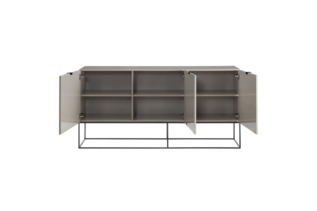 Credenza laccata color tortora lucido con base nera