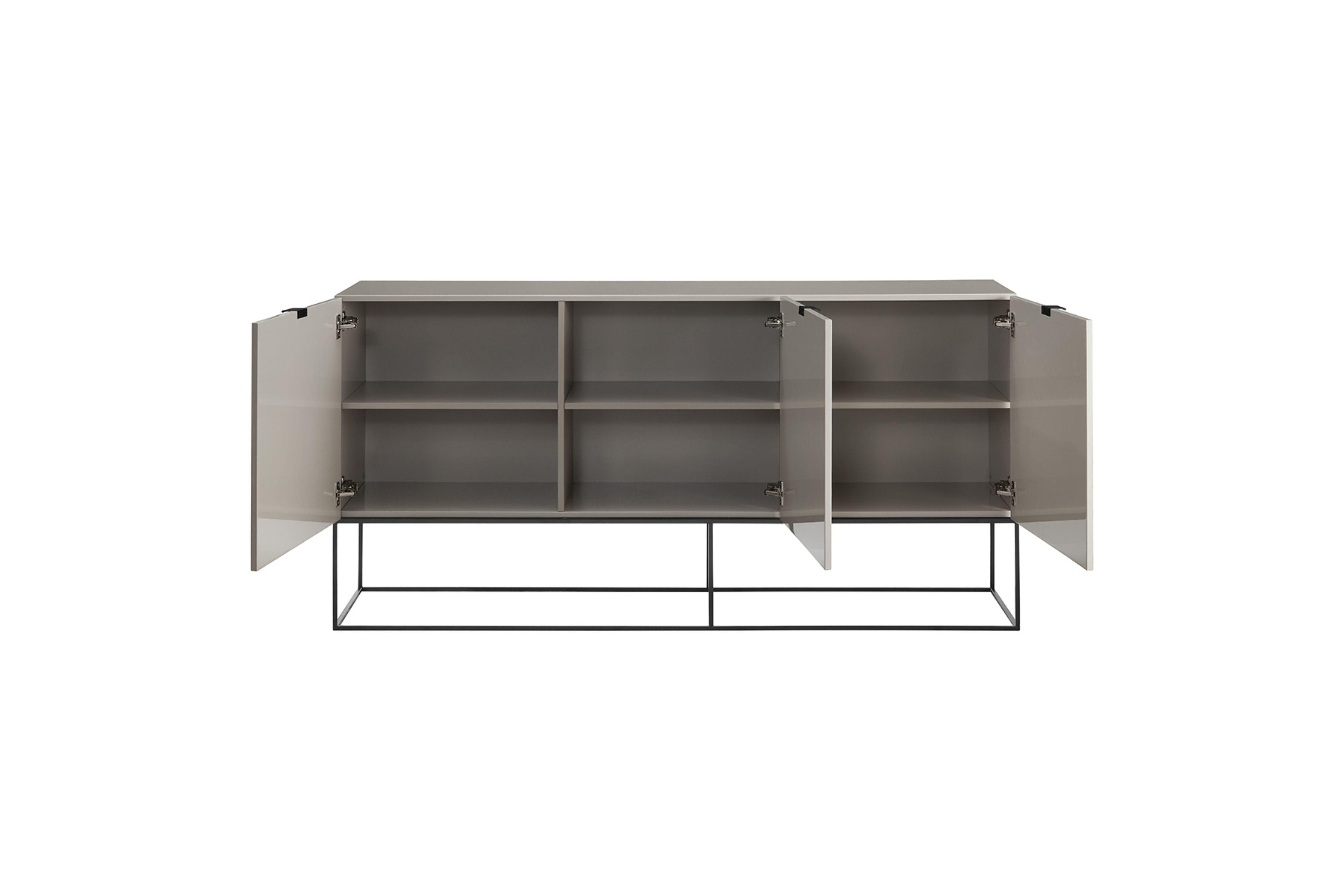 Credenza laccata color tortora lucido con base nera