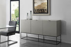 Credenza laccata color tortora lucido con base nera