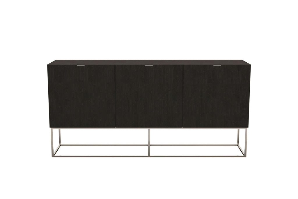 Credenza laccata color tortora lucido con base nera