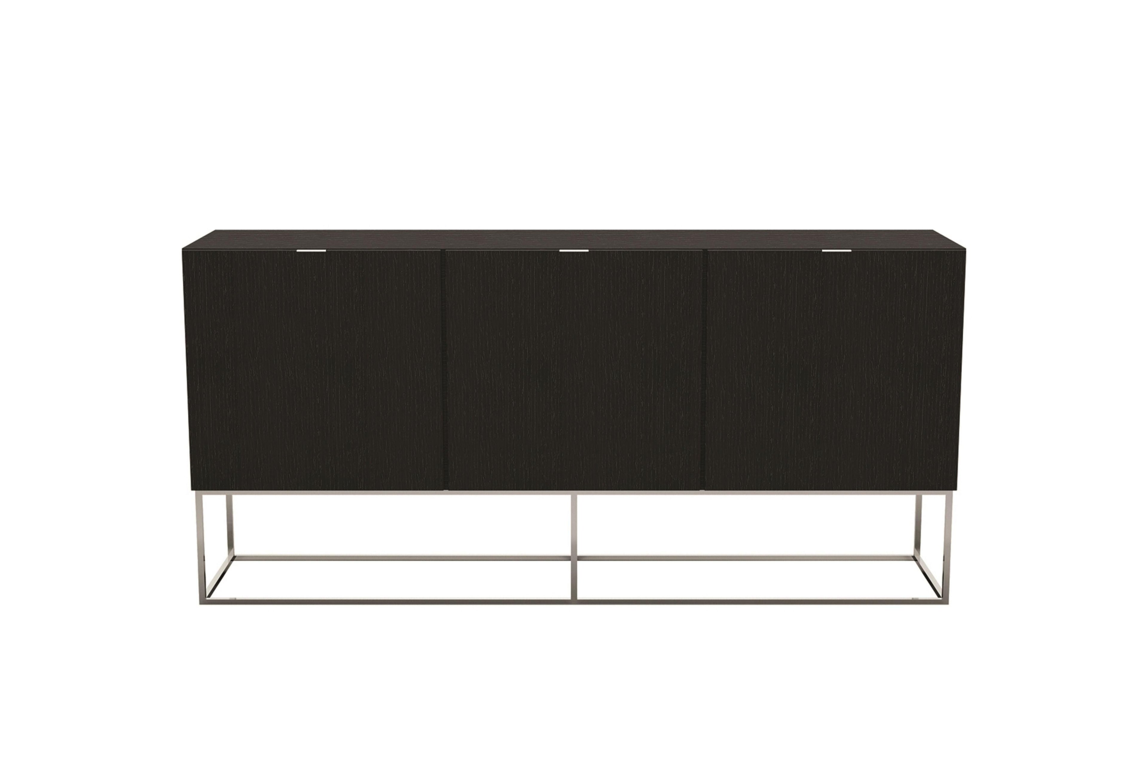 Credenza laccata color tortora lucido con base nera