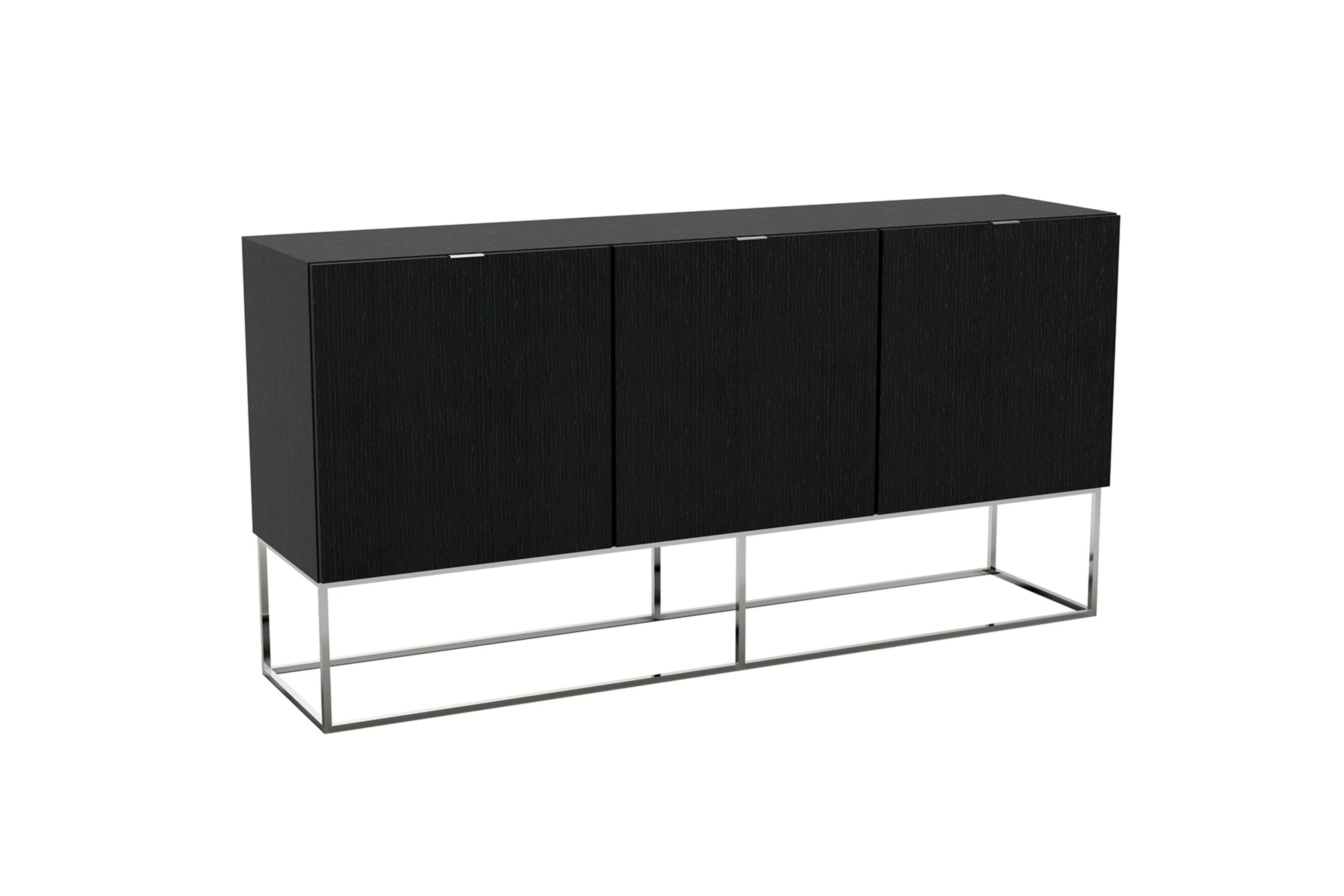 Credenza laccata color tortora lucido con base nera