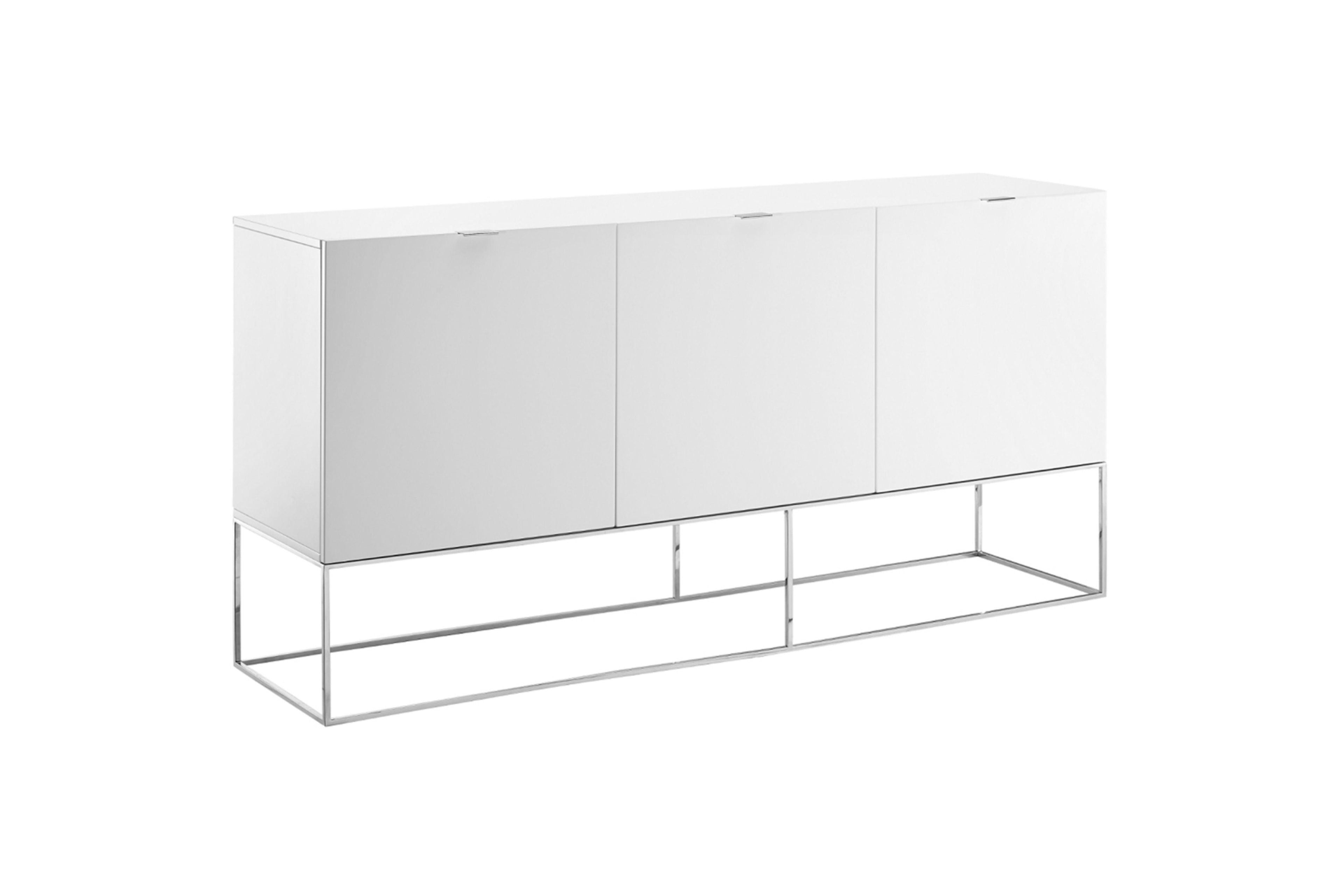 Credenza laccata color tortora lucido con base nera