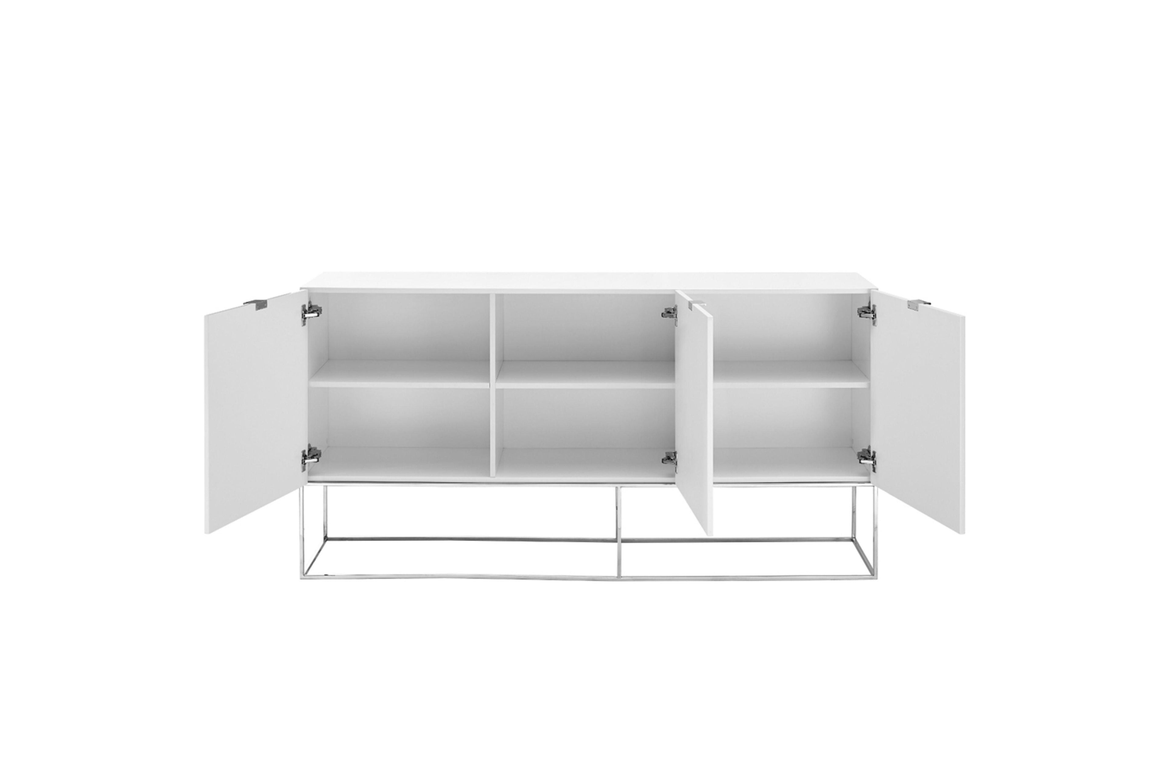 Credenza laccata color tortora lucido con base nera