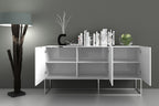 Credenza laccata color tortora lucido con base nera