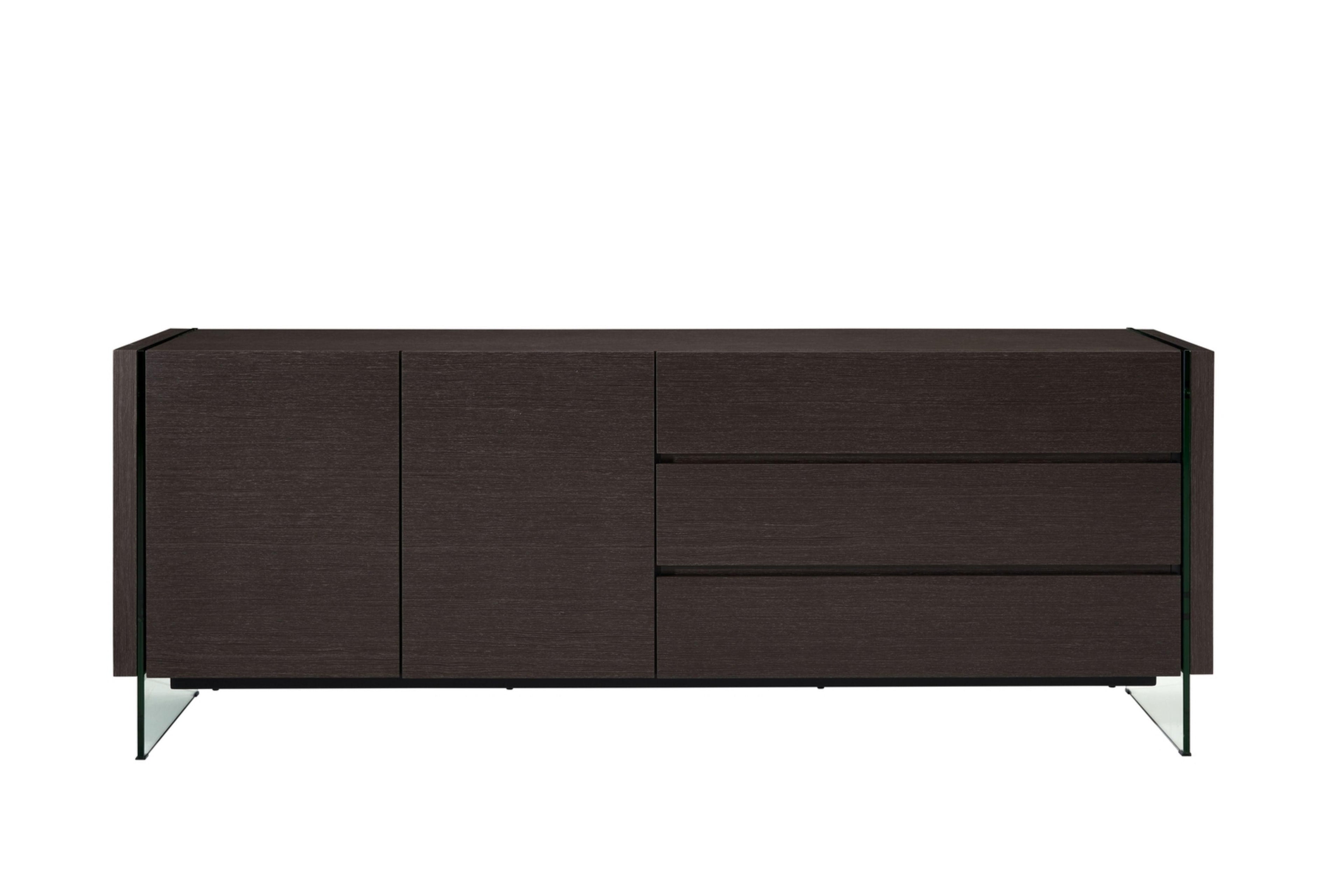 Credenza a buffet in lacca bianca lucida con ante in vetro