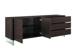 Credenza a buffet in lacca bianca lucida con ante in vetro