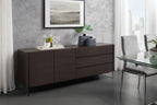 Credenza a buffet in lacca bianca lucida con ante in vetro