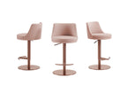 Sgabello da bar regolabile in pelle PU bianca con base oro rosa
