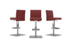 Sgabello da bar regolabile in pelle bordeaux, base cromata