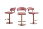 Sgabello da bar regolabile in similpelle rosa antico con base in oro rosa